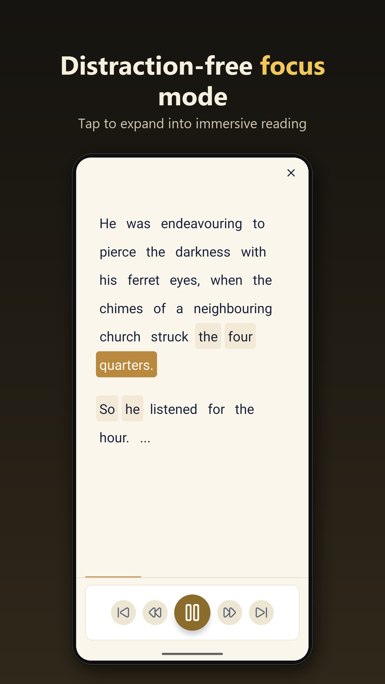InkDub distraction-free full-screen focus mode